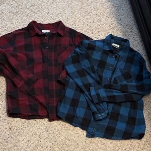Magellan Outdoors Burgundy and Navy Plaid Shirts Bundle Men’s Large